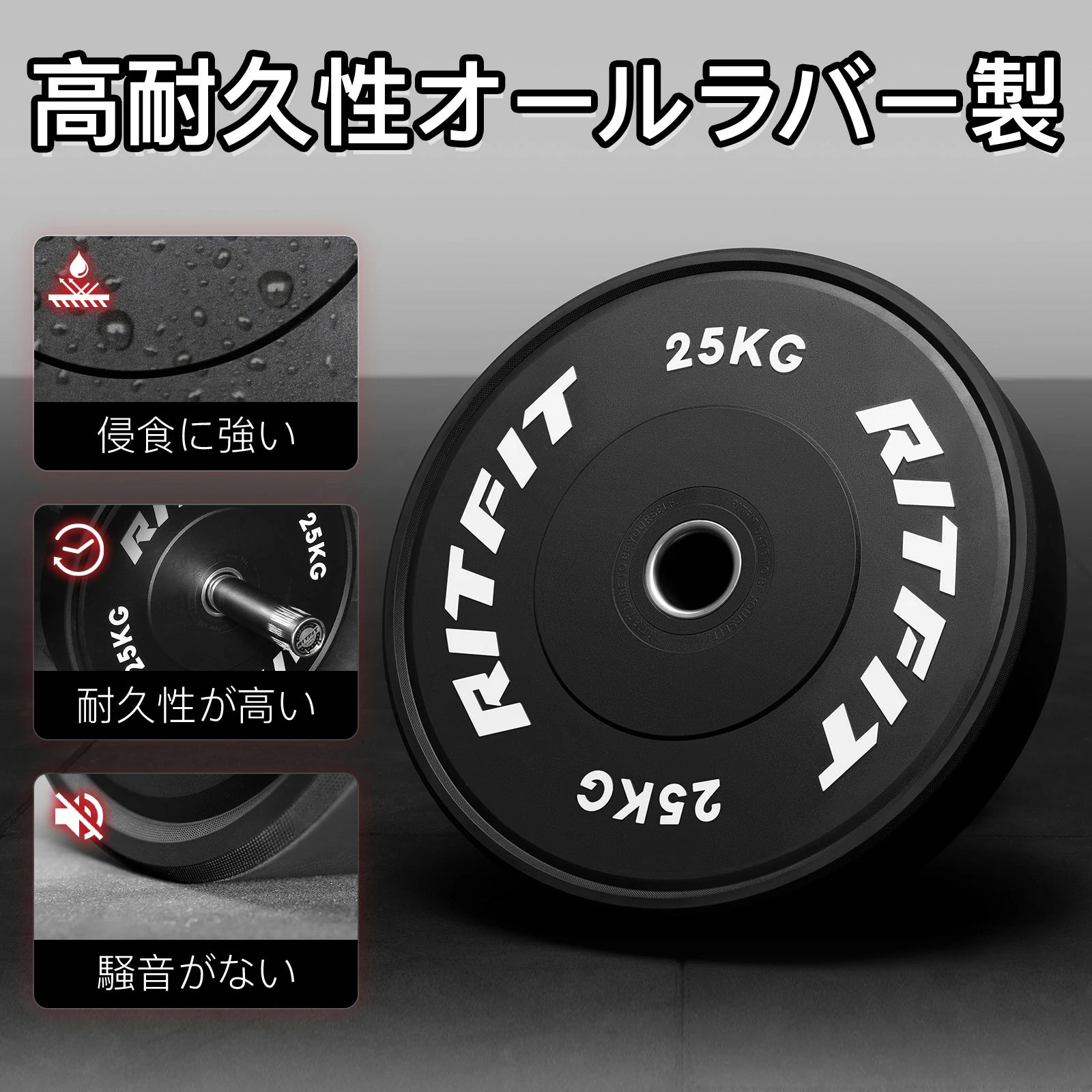 RITFIT ラバープレートは高耐久性のラバー製。浸食に強い。騒音がない。