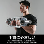 Ritfit トライセプスバーのスリーブが回転可能なので、より自然に握るニュートラルグリップで手首、肘、肩のストレスを軽減。