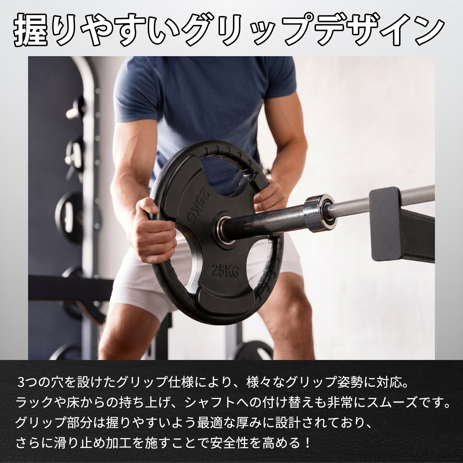 50mm 3グリップアイアンプレート　20㎏4枚 RITFIT アイアンプレート 50mm 2.5/5/10/15/20/25kg 6タイプ重量